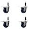 Service Caster 3.5'' SS Solid Poly Swivel 1'' Expanding Stem Caster Set Total Lock Brake, 4PK SCC-SSEXTTL20S3514-SPUS-1-4 - alternate 1